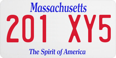 MA license plate 201XY5
