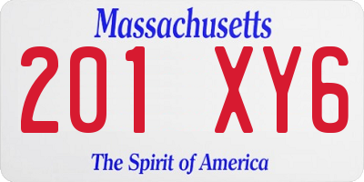 MA license plate 201XY6