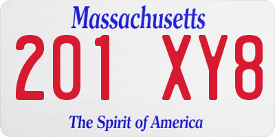 MA license plate 201XY8