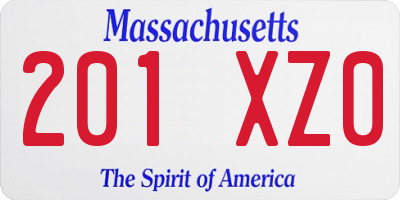 MA license plate 201XZ0