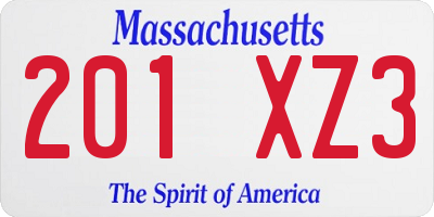 MA license plate 201XZ3