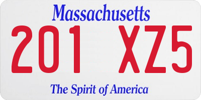 MA license plate 201XZ5