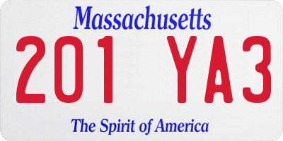 MA license plate 201YA3