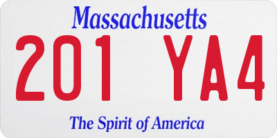 MA license plate 201YA4