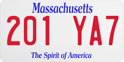 MA license plate 201YA7