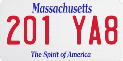 MA license plate 201YA8