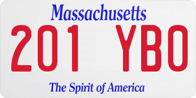 MA license plate 201YB0