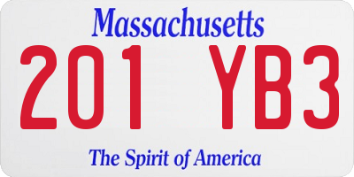 MA license plate 201YB3