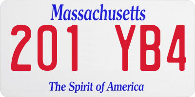 MA license plate 201YB4