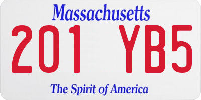 MA license plate 201YB5