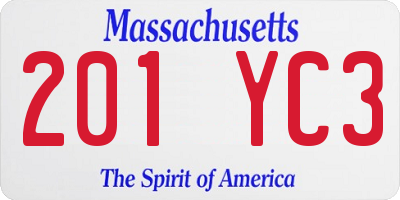 MA license plate 201YC3