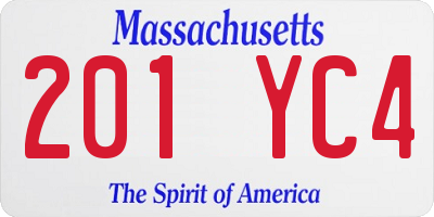 MA license plate 201YC4