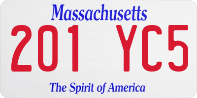 MA license plate 201YC5