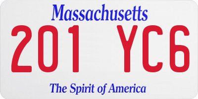 MA license plate 201YC6