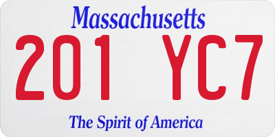 MA license plate 201YC7