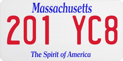 MA license plate 201YC8