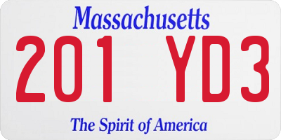 MA license plate 201YD3