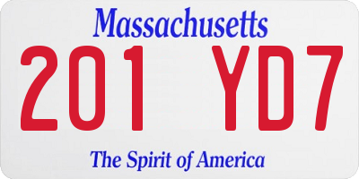 MA license plate 201YD7