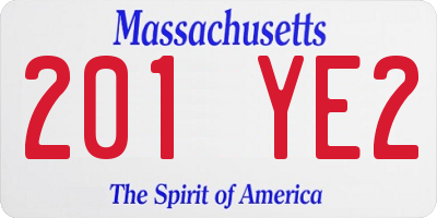 MA license plate 201YE2