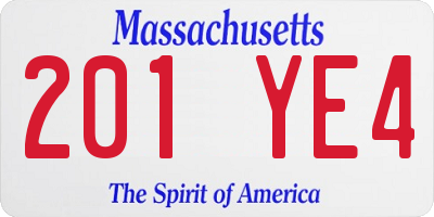 MA license plate 201YE4