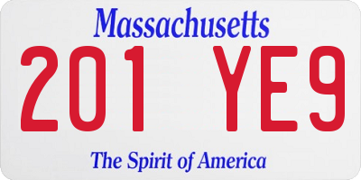 MA license plate 201YE9