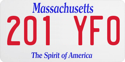 MA license plate 201YF0