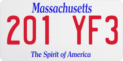 MA license plate 201YF3