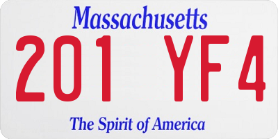 MA license plate 201YF4