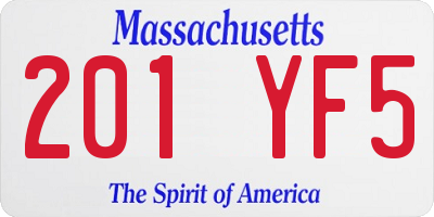 MA license plate 201YF5