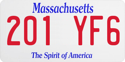 MA license plate 201YF6