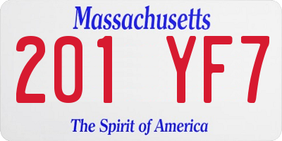 MA license plate 201YF7