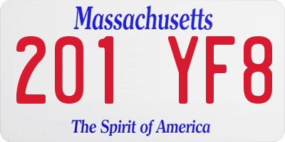 MA license plate 201YF8