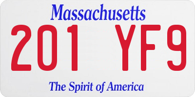 MA license plate 201YF9