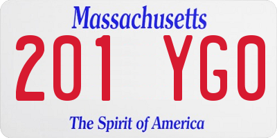 MA license plate 201YG0