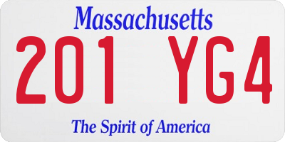 MA license plate 201YG4