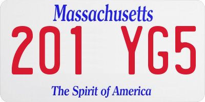 MA license plate 201YG5