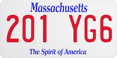 MA license plate 201YG6