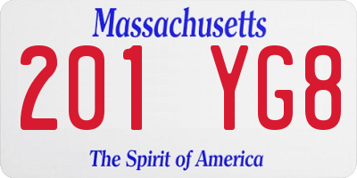 MA license plate 201YG8
