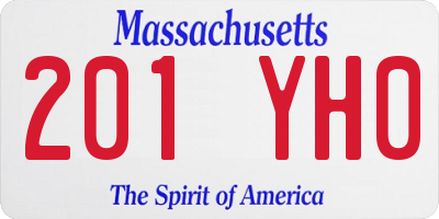 MA license plate 201YH0