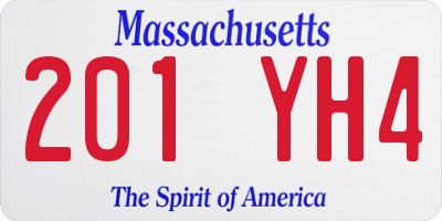 MA license plate 201YH4
