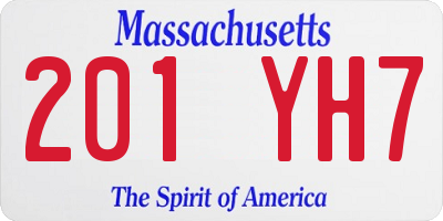 MA license plate 201YH7