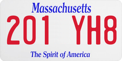 MA license plate 201YH8