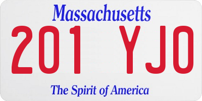 MA license plate 201YJ0