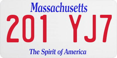 MA license plate 201YJ7