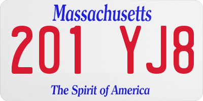 MA license plate 201YJ8