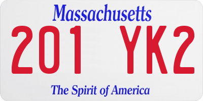 MA license plate 201YK2