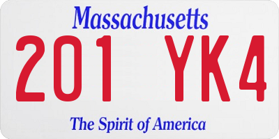 MA license plate 201YK4