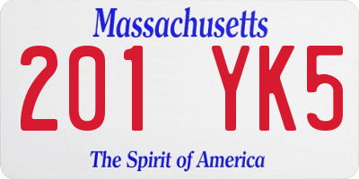 MA license plate 201YK5