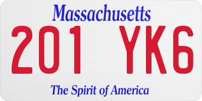 MA license plate 201YK6
