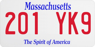 MA license plate 201YK9